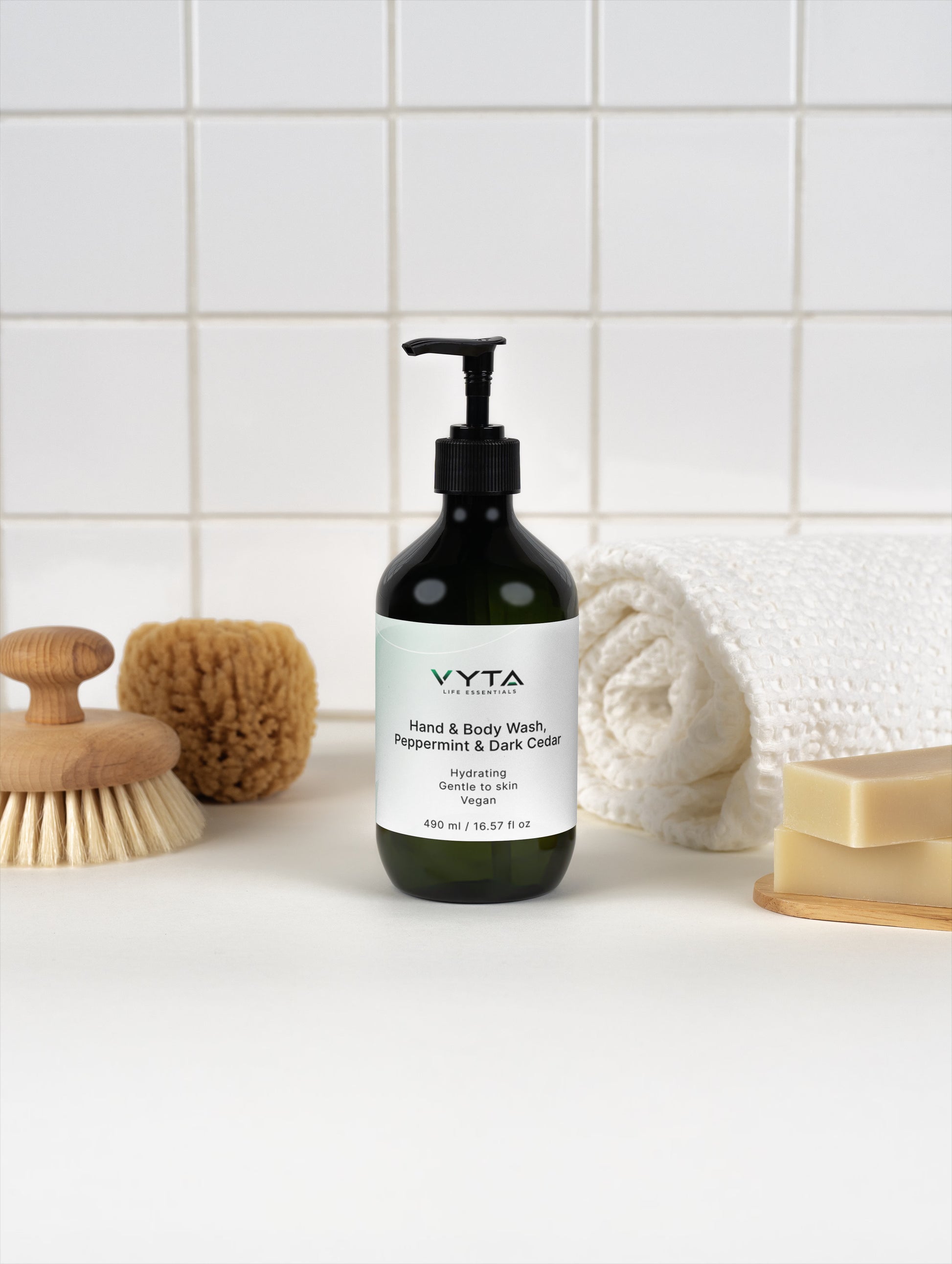 Hand & Body Wash, Peppermint & Dark Cedar