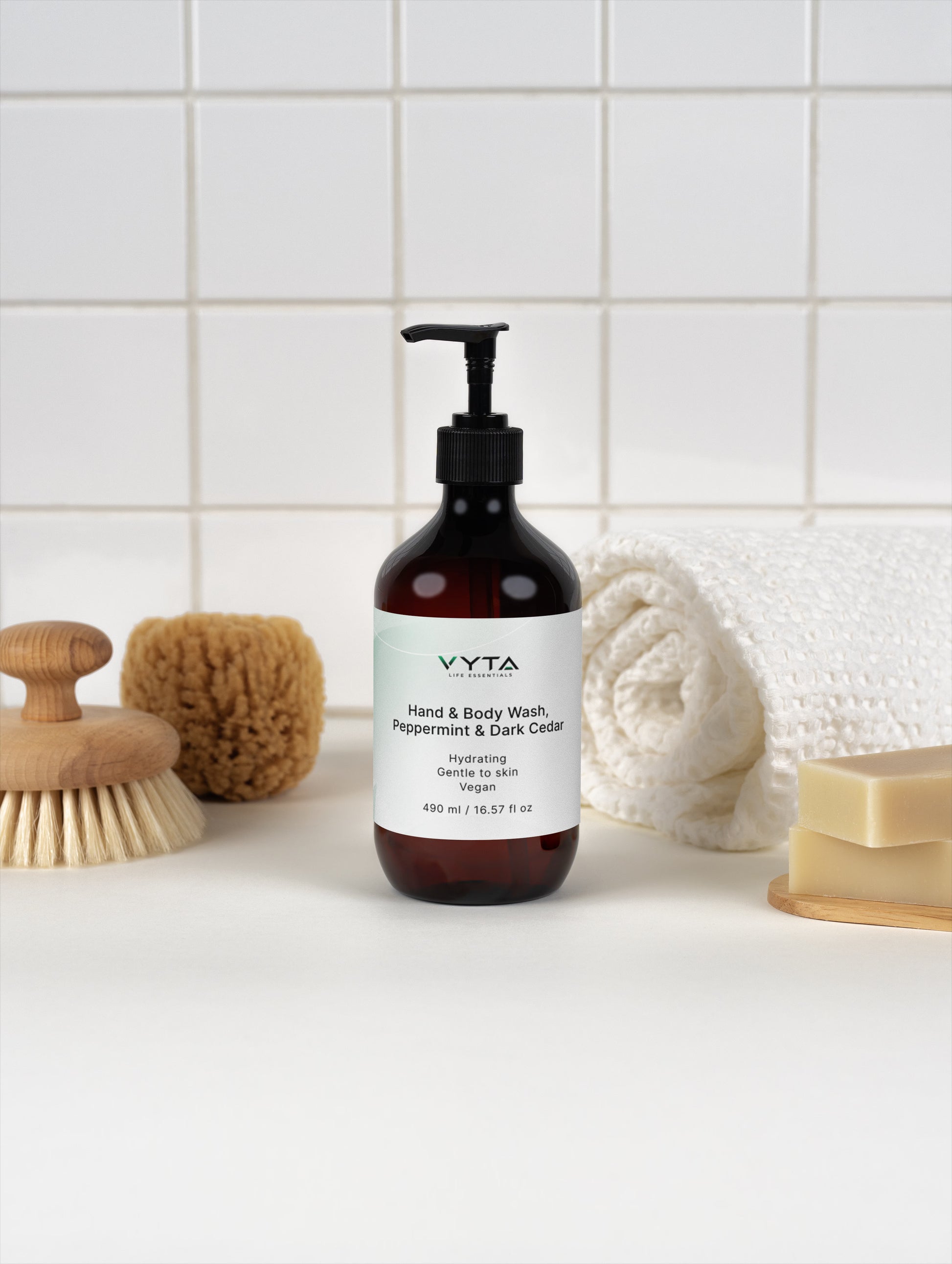 Hand & Body Wash, Peppermint & Dark Cedar